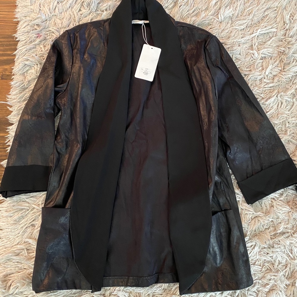 Faux Leather Blazer New with Tags